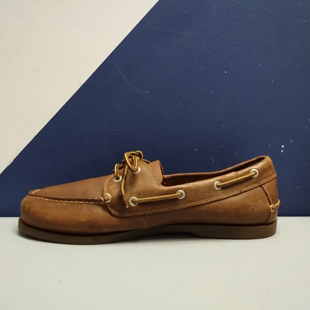 Dockers Castaway‎ Boat Shoes Mens US 13W Brown Leather Classic Comfort Lace-Up